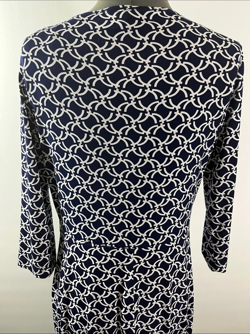 Scarlett Women Dress Navy & White Geometric V-Neck Midi Size 10. - Picture 6 of 9